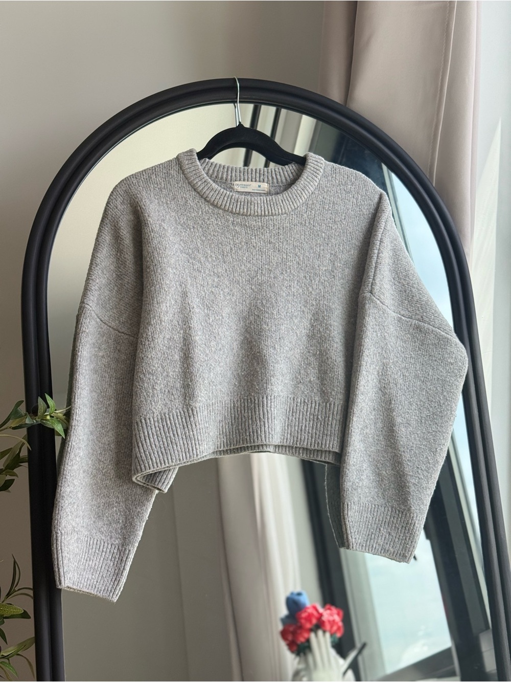 Primark Light Grey Cropped Crewneck Sweater